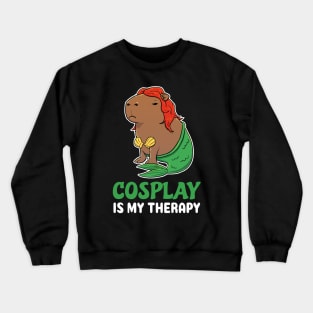 Cosplay is my therapy cartoon Capybara Mermaid Crewneck Sweatshirt